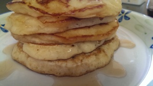 Thick, fluffy pineapple pancake stack